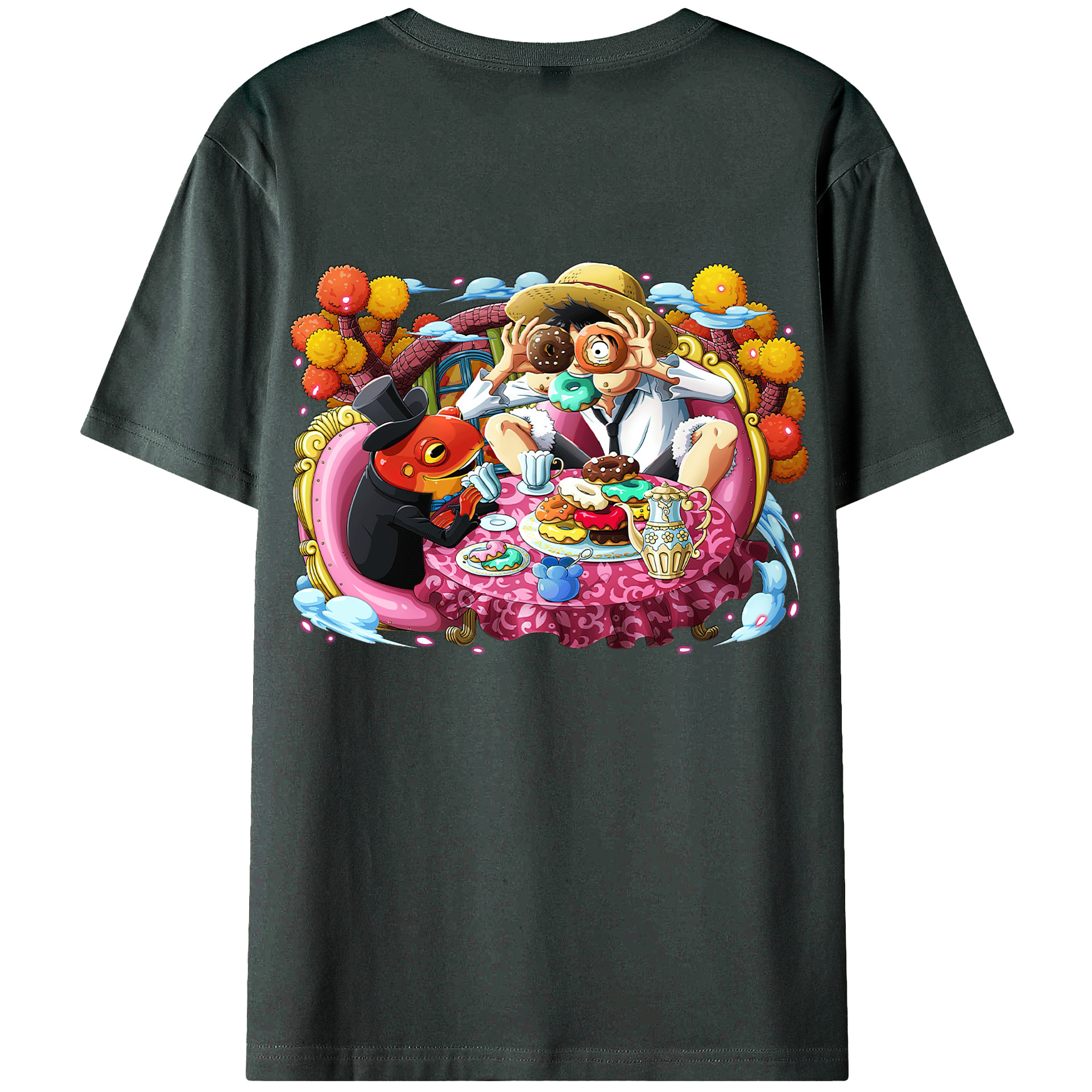 ワンピース モンキー・D・ルフィ ONE PIECE Monkey D. Luffy 綿100％ メンズ半袖Tシャツ（バックプリント） 通気性